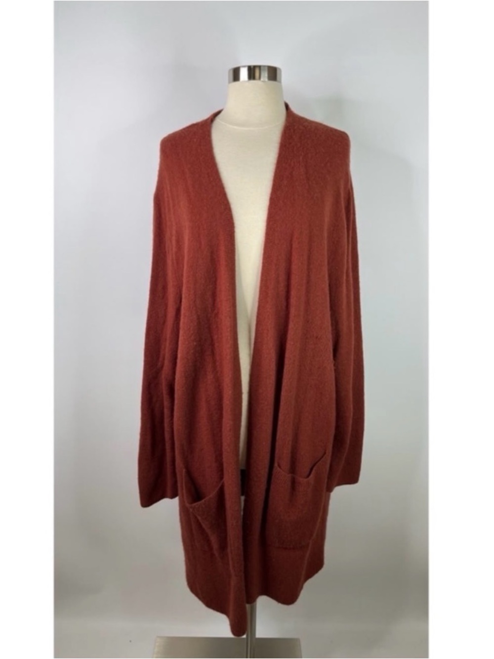Madewell Wool Alpaca Rust Open-Front Pocket Cardigan Sweater - Women
